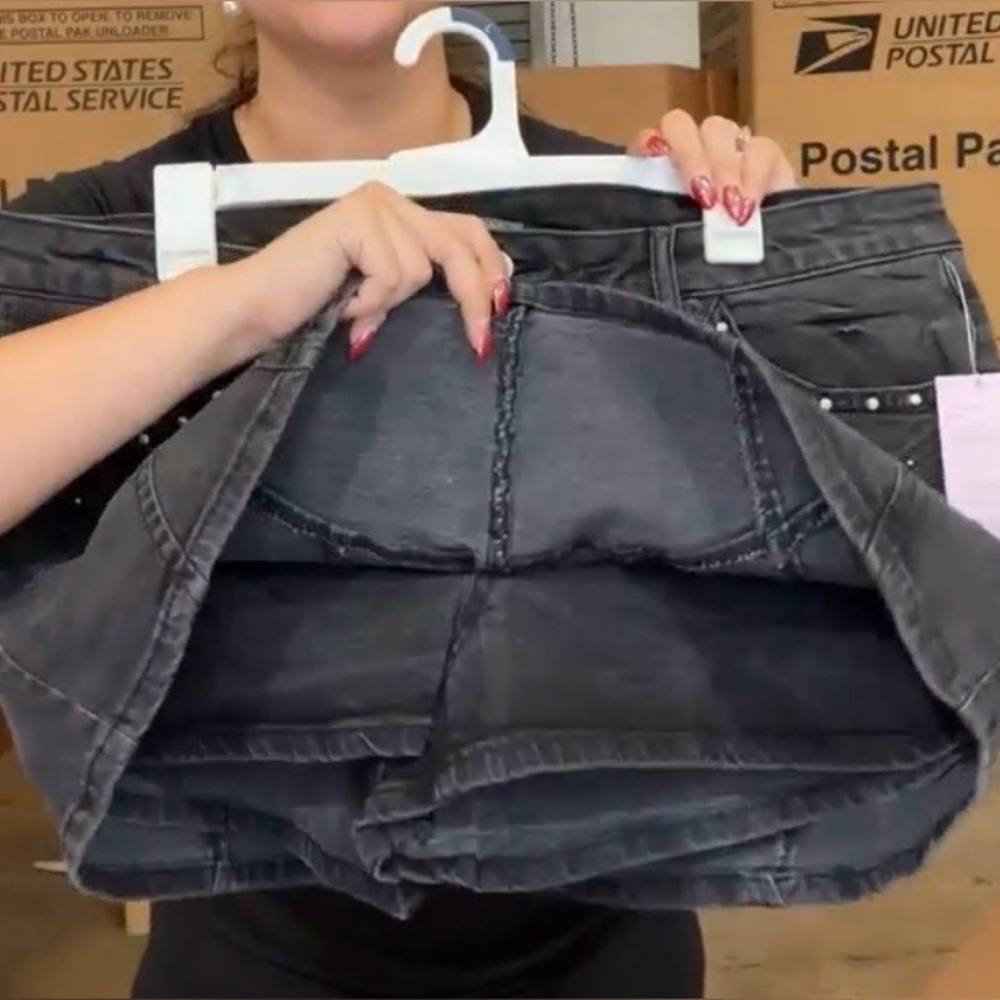 Black Denim Mini Skirt
